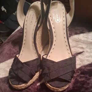 Coach Black Wedge Sandals